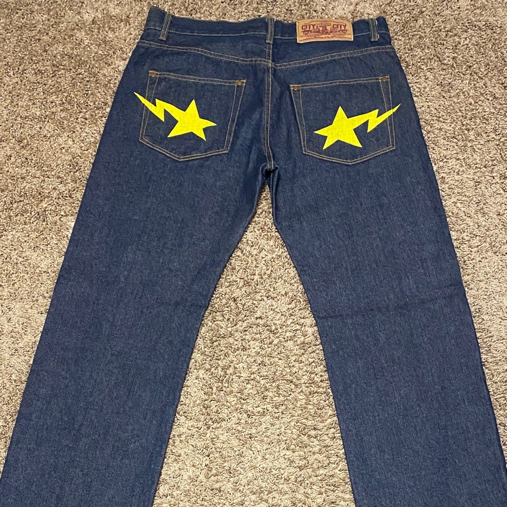 Bape Denim Jeans Yellow Start